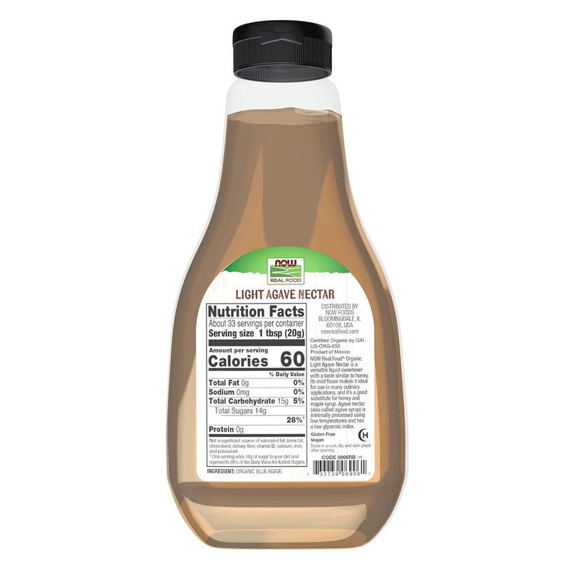 NOW Foods Agave Nectar Light & Organic 23.28 oz - DailyVita