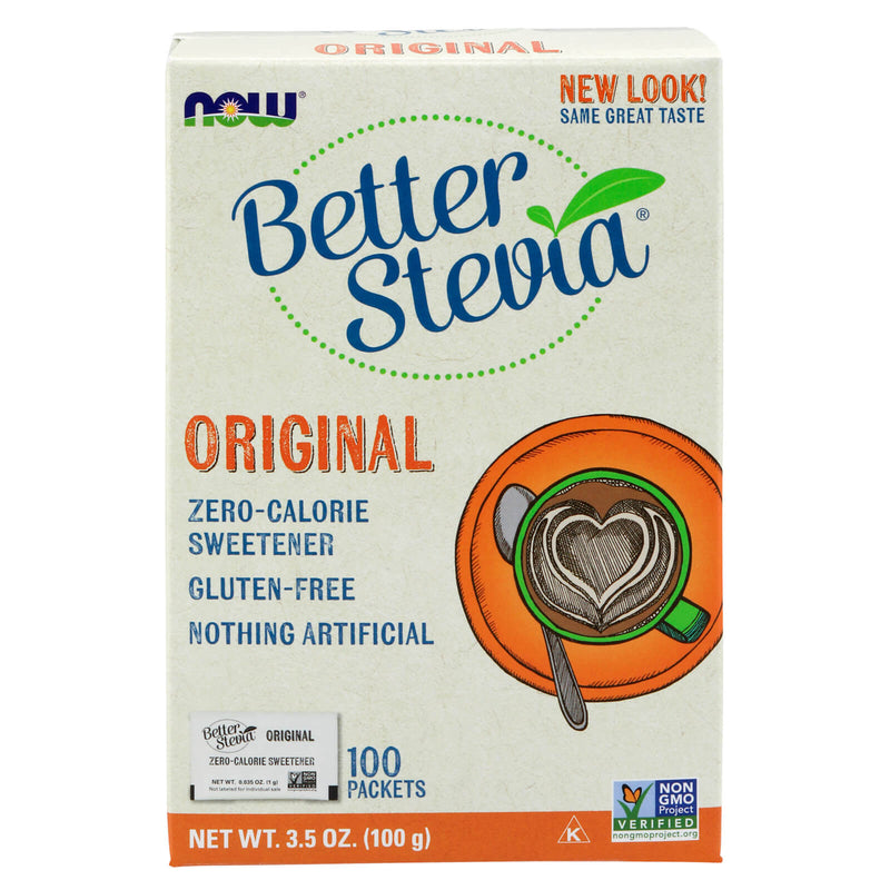 CLEARANCE! NOW Foods BetterStevia Packets 100 Packets/Box, Outer Box Damaged - DailyVita