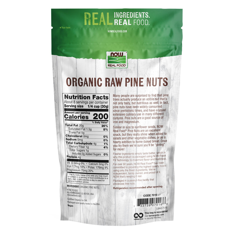 CLEARANCE! NOW Foods Pine Nuts Raw Organic 8 oz, BEST BY 12/2025 - DailyVita