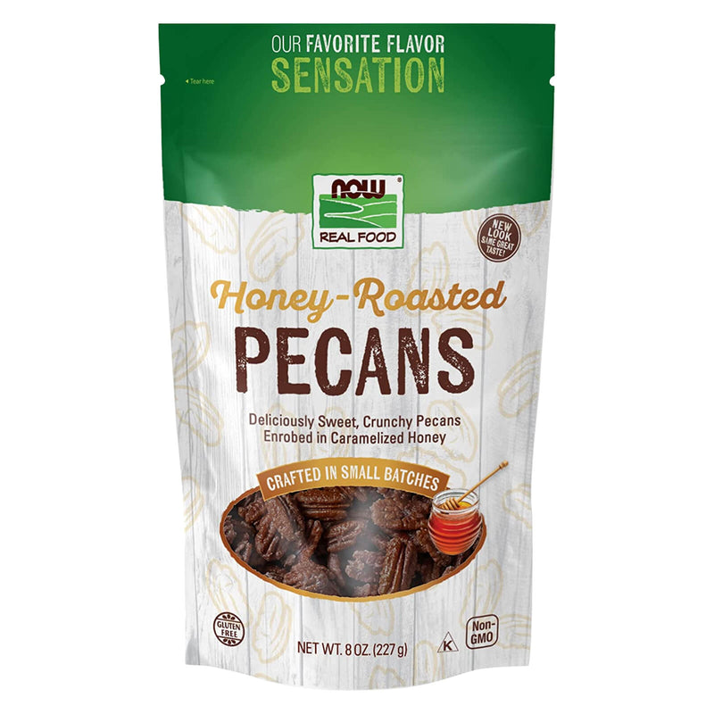 CLEARANCE! NOW Foods Honey-Roasted Pecans 8 oz, BEST BY 05/2024 - DailyVita