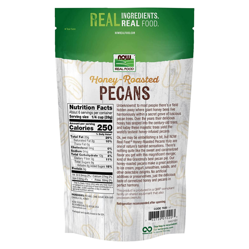 CLEARANCE! NOW Foods Honey-Roasted Pecans 8 oz, BEST BY 05/2024 - DailyVita