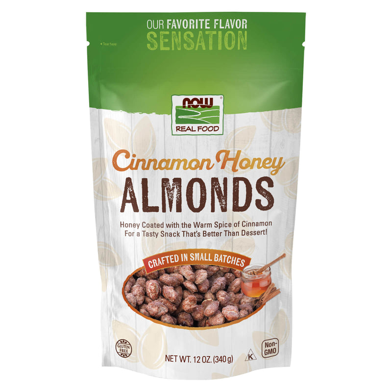 CLEARANCE! NOW Foods Cinnamon Honey Almonds 12 oz, BEST BY 01/2025