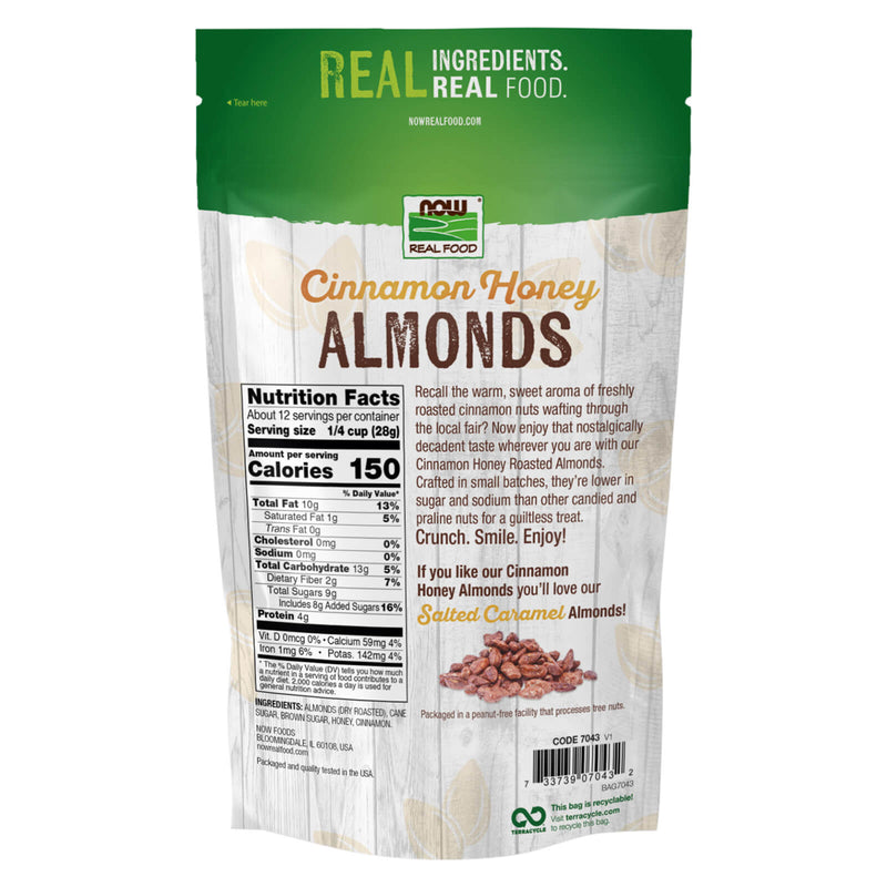 CLEARANCE! NOW Foods Cinnamon Honey Almonds 12 oz, BEST BY 01/2025