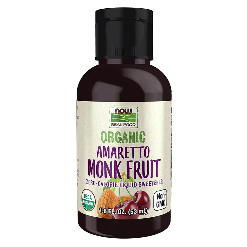 CLEARANCE! NOW Foods Monk Fruit Amaretto Liquid, Organic - 1.8 fl. oz., BEST BY 11/2024