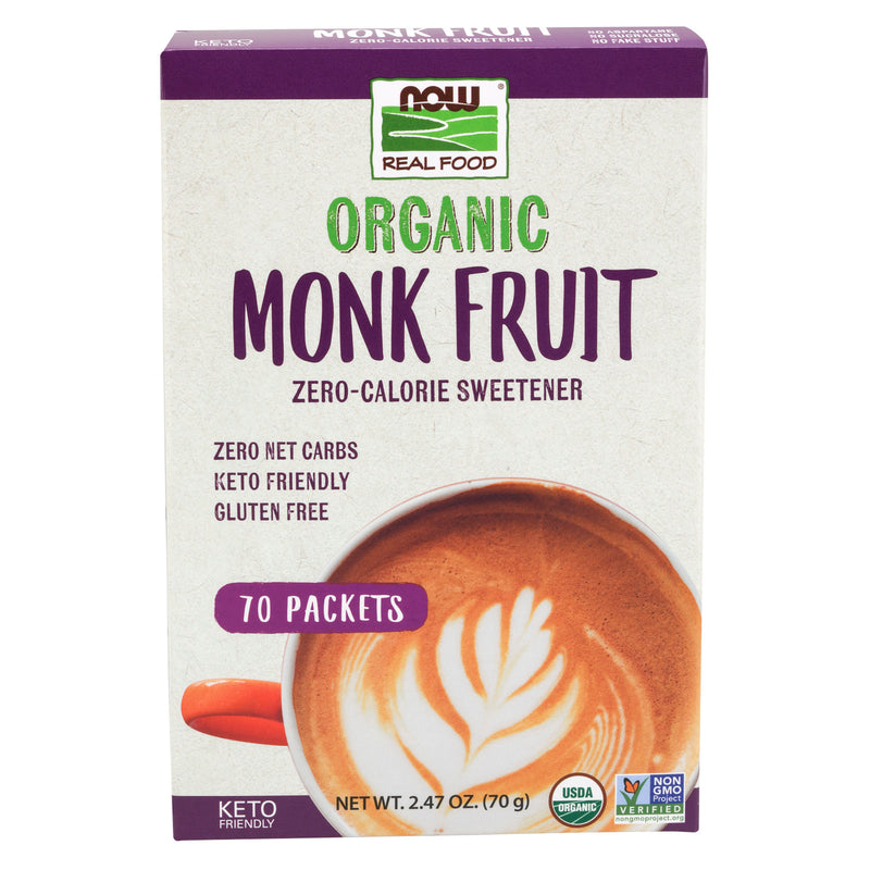 CLEARANCE! NOW Foods Monk Fruit Organic 70 Packets, Outer Box Missing or Damaged