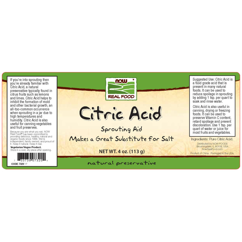 CLEARANCE! NOW Foods Citric Acid 4 oz, BEST BY 05/2024 - DailyVita
