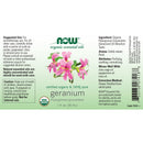 CLEARANCE! NOW Foods Geranium Oil Organic 1 fl oz, Stain or Minor Damage - DailyVita