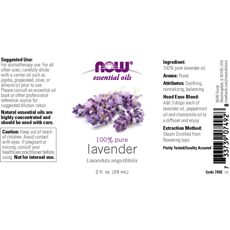 CLEARANCE! NOW Foods Lavender Oil 2 fl oz, Stain Minor Damage, BEST BY 01/2024 - DailyVita