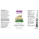 CLEARANCE! NOW Foods Atlas Cedar Oil 1 fl oz, Stain or Minor Damage - DailyVita