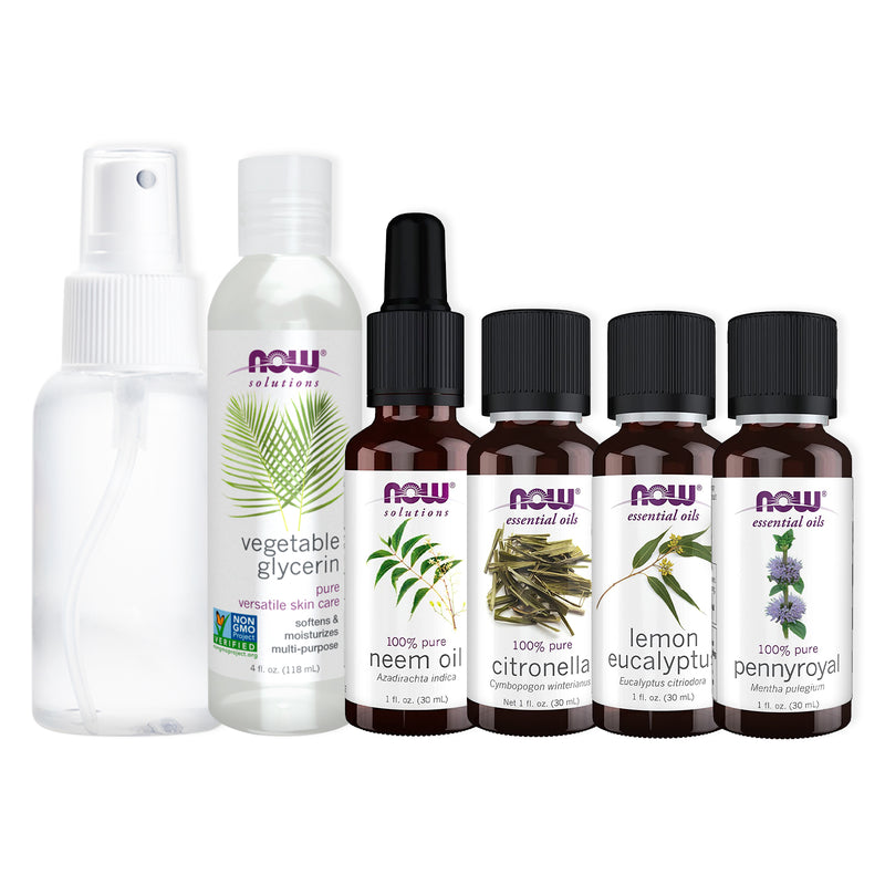 NOW Foods Essential Oil Bundle: Bug Spray Repellent (Coconut Citronella Pennyroyal Lemon Eucalyptus Neem)