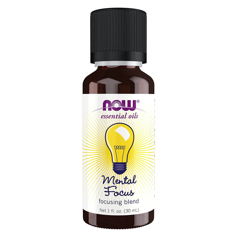 CLEARANCE! NOW Foods Mental Focus Oil Blend 1 fl oz, Stain or Minor Damage