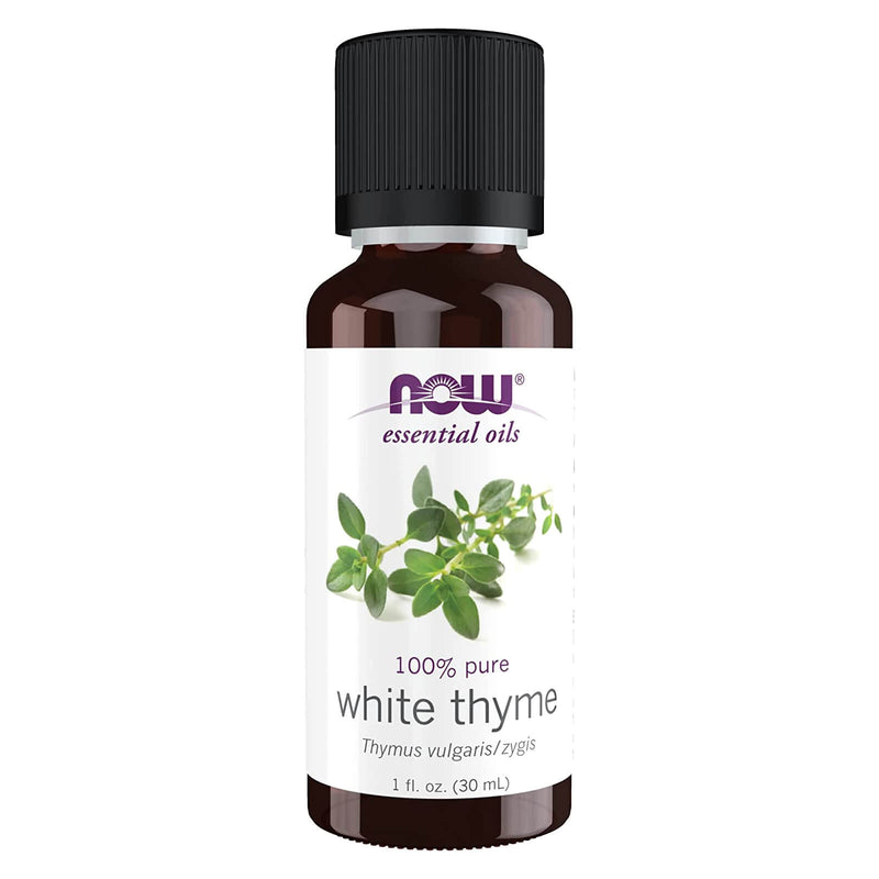 CLEARANCE! NOW Foods White Thyme Oil 1 fl oz, Bottle Stain or Minor Damage - DailyVita