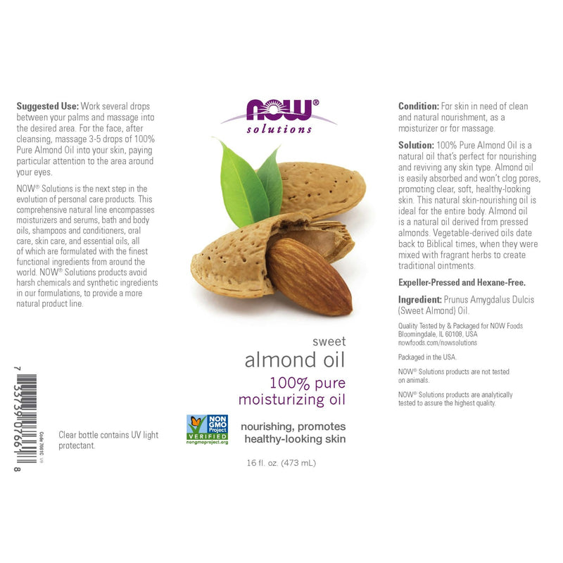 CLEARANCE! NOW Foods Sweet Almond Oil 16 fl oz, BEST BY 11/2024