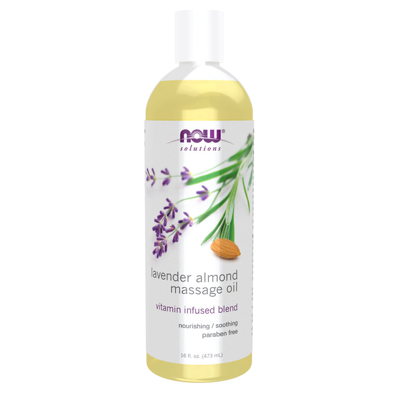 CLEARANCE! NOW Foods Lavender Almond Massage Oil 16 fl oz, BEST BY 01/2026 - DailyVita