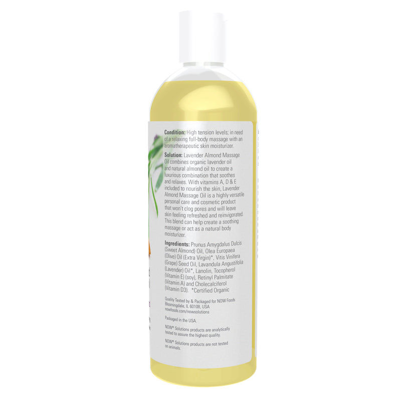 CLEARANCE! NOW Foods Lavender Almond Massage Oil 16 fl oz, BEST BY 01/2026 - DailyVita