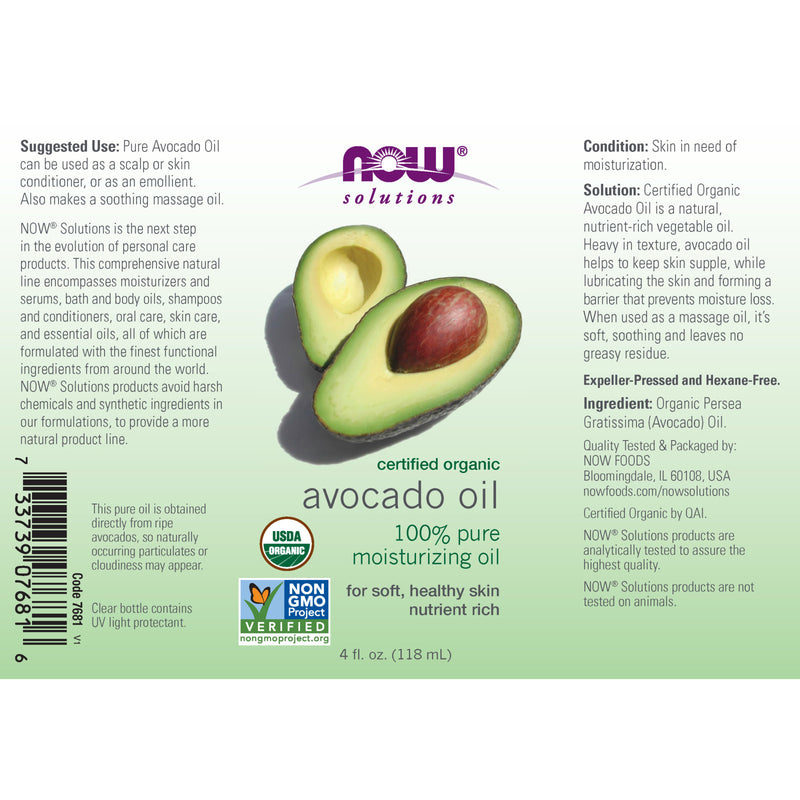 CLEARANCE! NOW Foods Avocado Oil Organic 4 fl oz, BEST BY 01/2025