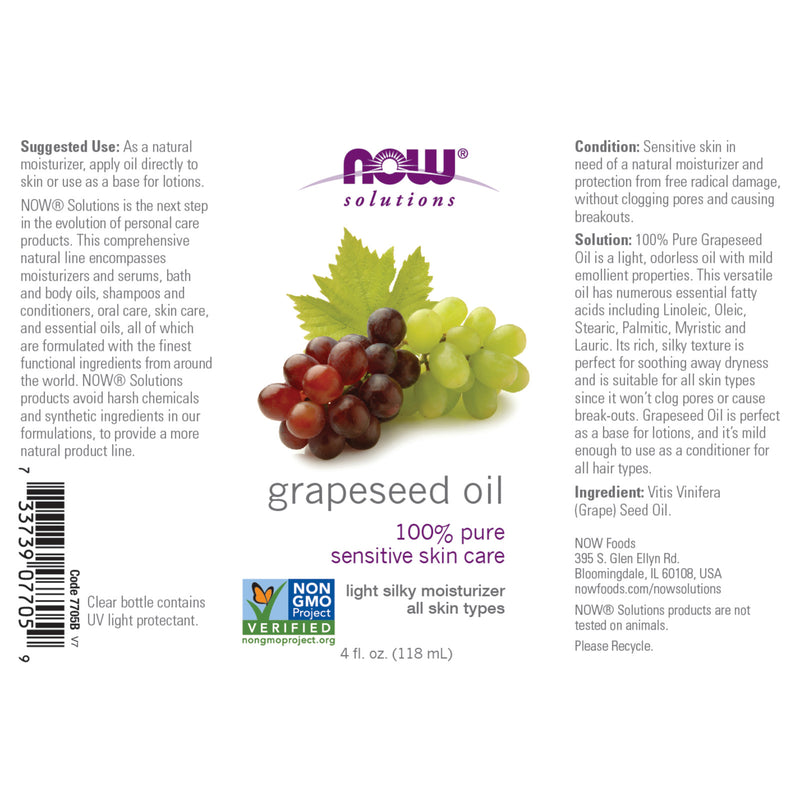 CLEARANCE! NOW Foods Grapeseed Oil 4 fl oz, BEST BY 02/2025