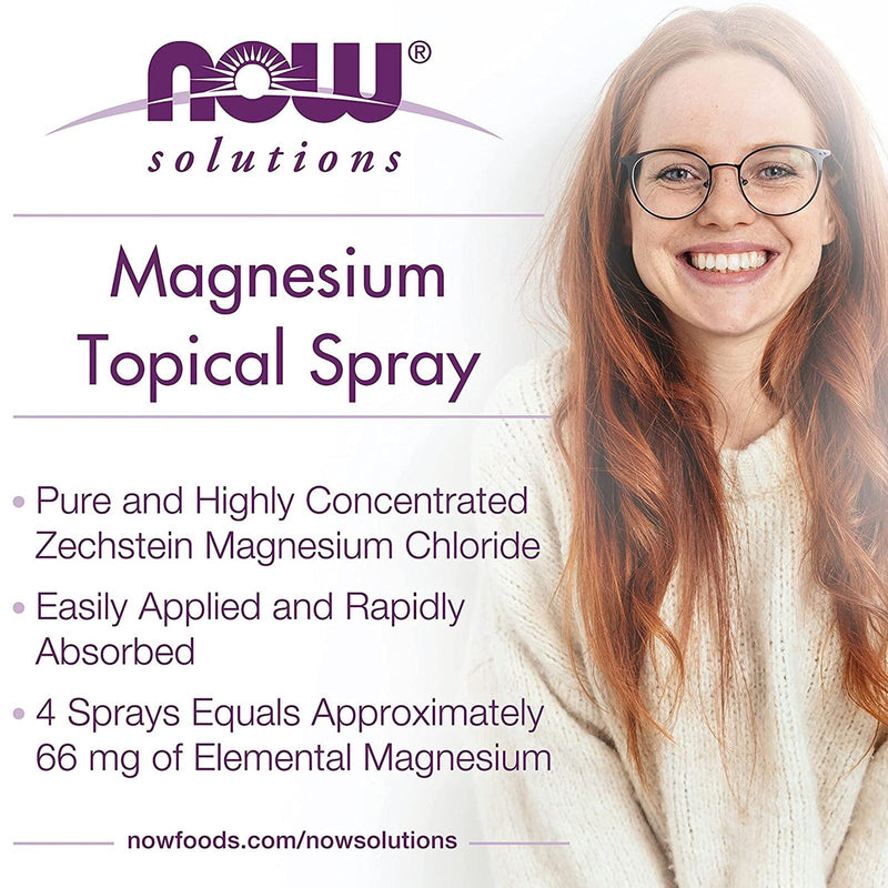 CLEARANCE! NOW Foods Magnesium Topical Spray 8 fl oz, Stain or Minor Damage - DailyVita