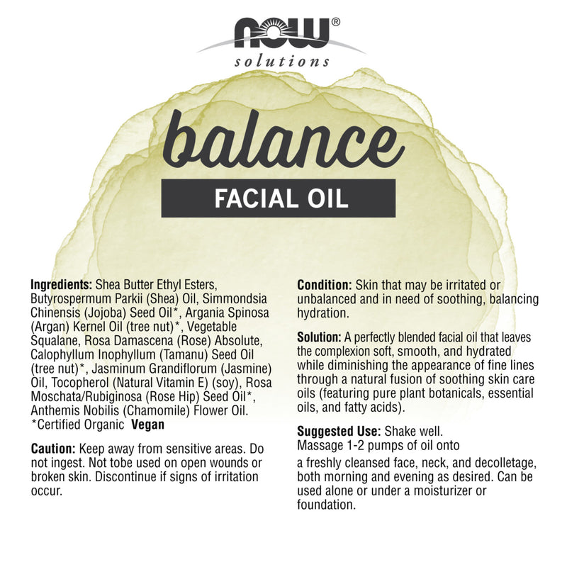 CLEARANCE! NOW Foods Balance Facial Oil 1 fl oz, BEST BY 04/2024 - DailyVita