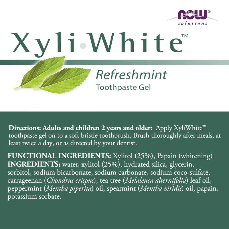 CLEARANCE! NOW Foods Xyliwhite Refreshmint Toothpaste Gel 6.4 oz, Outer Box Damaged - DailyVita