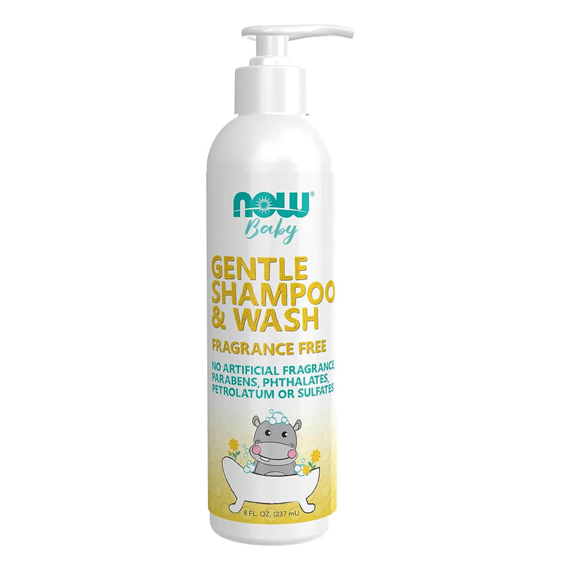 CLEARANCE! Now Foods Gentle Baby Shampoo & Wash, Fragrance Free, 8 Oz, BEST BY 03/2025