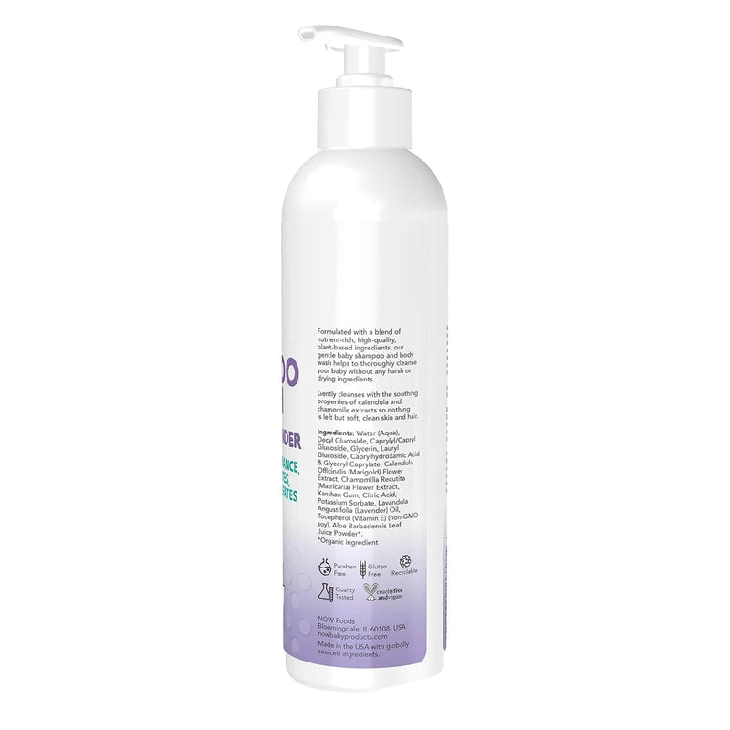 CLEARANCE! Now Foods Gentle Baby Shampoo & Wash, Calming Lavender, 8 Oz, BEST BY 03/2025