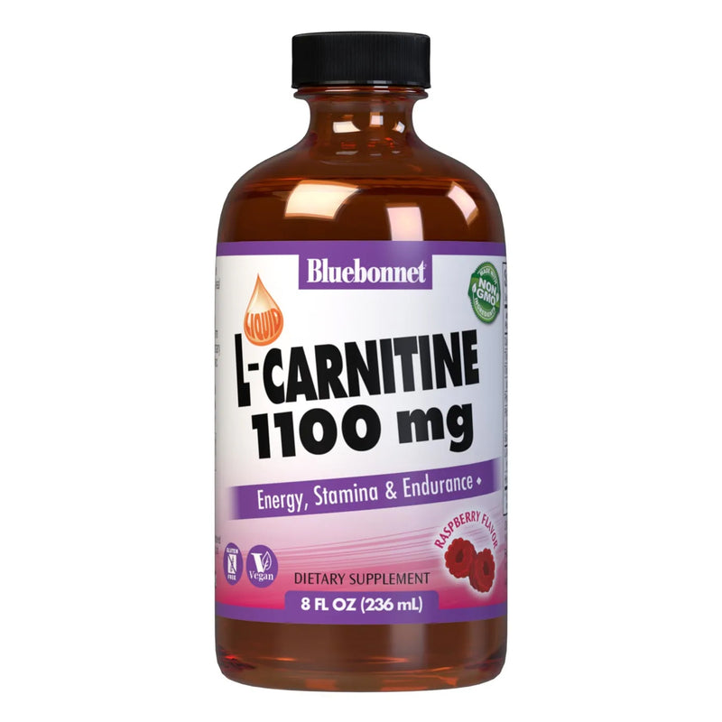 CLEARANCE! Bluebonnet Liquid L-Carnitine 1100 mg Raspberry 8 fl oz, BEST BY 03/2025