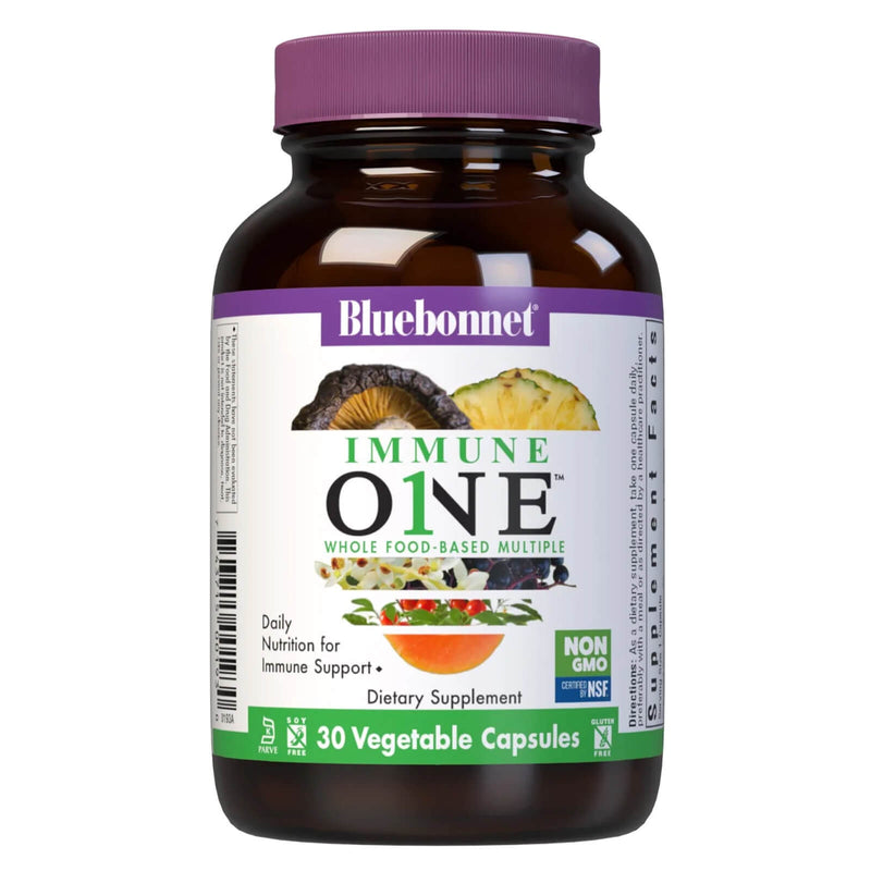 CLEARANCE! Bluebonnet Immune One Whole Food-Based Multiple 30 Vegetable Capsules, BEST BY 02/2025