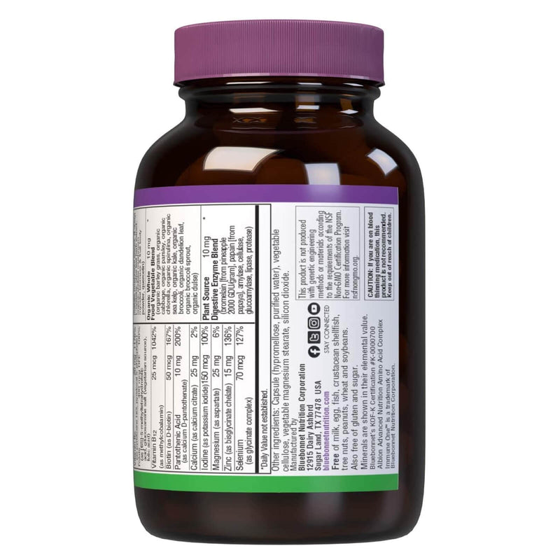 CLEARANCE! Bluebonnet Immune One Whole Food-Based Multiple 30 Vegetable Capsules, BEST BY 02/2025