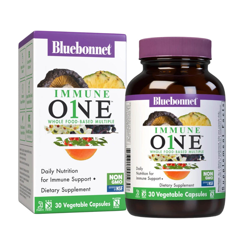 CLEARANCE! Bluebonnet Immune One Whole Food-Based Multiple 30 Vegetable Capsules, BEST BY 02/2025