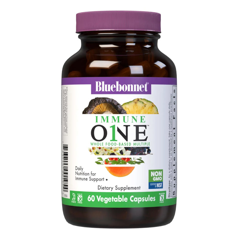 CLEARANCE! Bluebonnet Immune One Whole Food-Based Multiple 60 Vegetable Capsules, BEST BY 02/2025