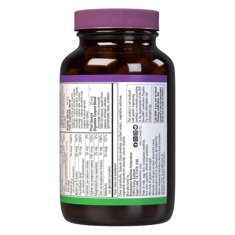 CLEARANCE! Bluebonnet Immune One Whole Food-Based Multiple 60 Vegetable Capsules, BEST BY 02/2025