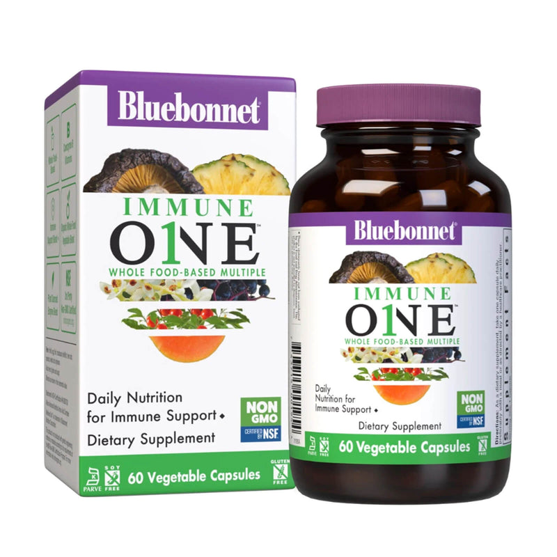 CLEARANCE! Bluebonnet Immune One Whole Food-Based Multiple 60 Vegetable Capsules, BEST BY 02/2025