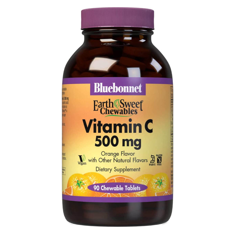 CLEARANCE! Bluebonnet Earth Sweet Chewables Vitamin C-500 mg Orange 90 Tablets, BEST BY 12/2024