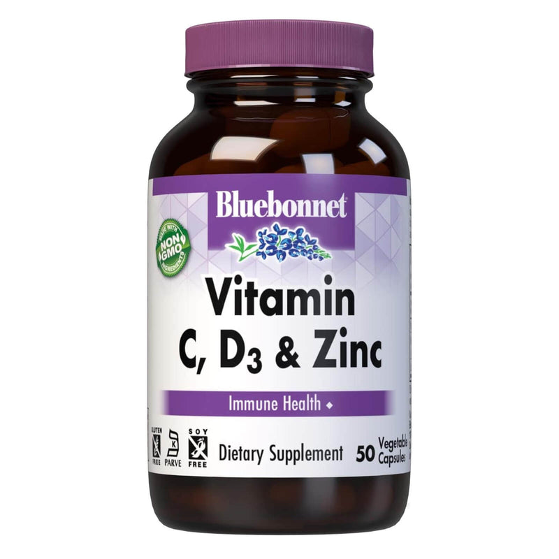 Bluebonnet Vitamin C, D3 & Zinc 50 Vegetable Capsules