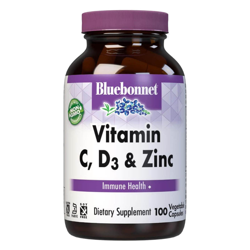 Bluebonnet Vitamin C, D3 & Zinc 100 Vegetable Capsules