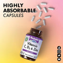 Bluebonnet Vitamin C, D3 & Zinc 100 Vegetable Capsules - DailyVita