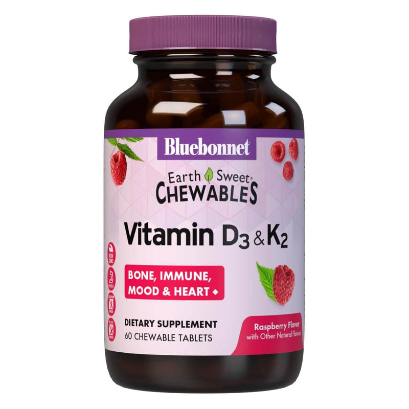 CLEARANCE! Bluebonnet Earthsweet Chewables Vitamin D3 & K2 60 Chewables, BEST BY 06/2025 - DailyVita