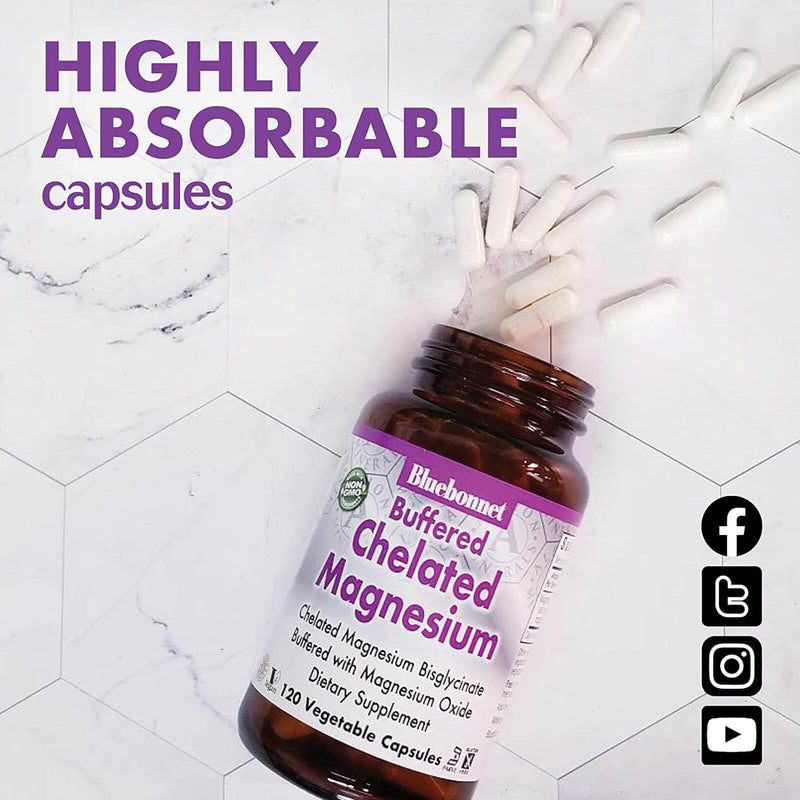 CLEARANCE! Bluebonnet Buffered Chelated Magnesium 200 mg 60 Veg Capsules, BEST BY 03/2026 - DailyVita