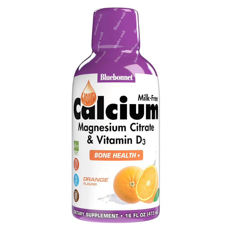 CLEARANCE! Bluebonnet Liquid Calcium Magnesium Citrate Orange 16 fl oz, BEST BY 03/2025