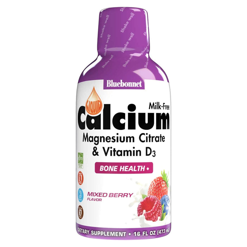 CLEARANCE! Bluebonnet Liquid Calcium Magnesium Citrate Mixed Berry 16 fl oz, BEST BY 03/2025