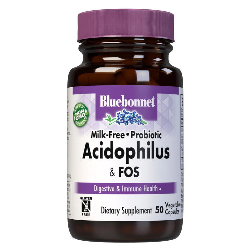 CLEARANCE! Bluebonnet Milk-Free Probiotic Acidophilus & Fos 50 Veg Capsules, BEST BY 12/2025 - DailyVita