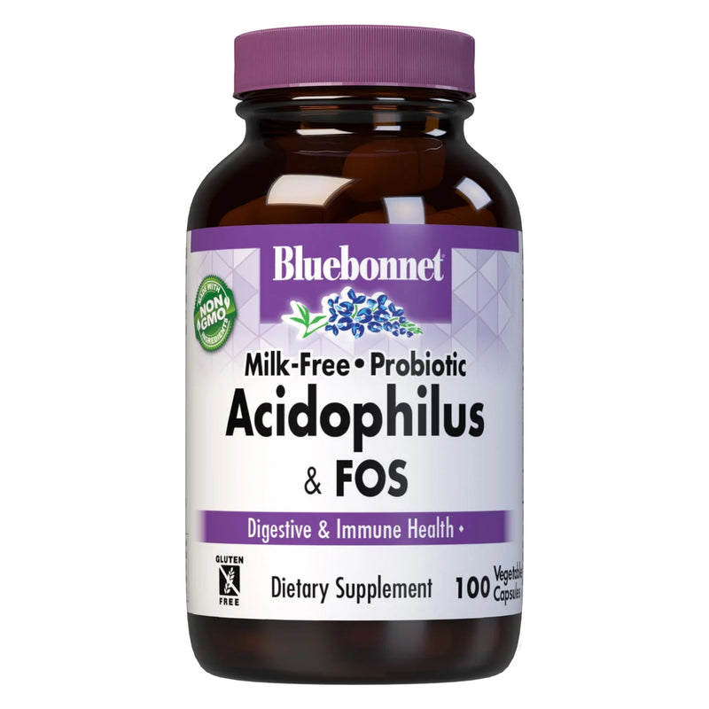 CLEARANCE! Bluebonnet Milk-Free Probiotic Acidophilus & Fos 100 Veg Capsules, BEST BY 12/2025 - DailyVita