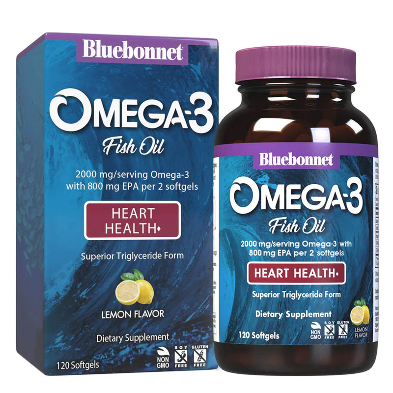 CLEARANCE! Bluebonnet Omega-3 Heart Formula 60 Softgels, BEST BY 02/2025