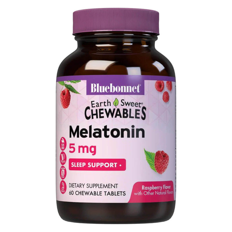 CLEARANCE! Bluebonnet Earthsweet Chewables Melatonin 5 mg Raspberry 60 Chewable, BEST BY 03/2024 - DailyVita