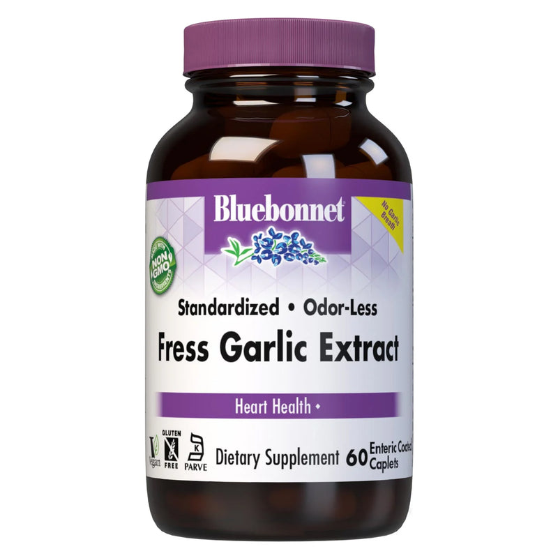 CLEARANCE! Bluebonnet Standardized Odor-Less Fresh Garlic Extract 60 Caplets, BEST BY 05/2024 - DailyVita