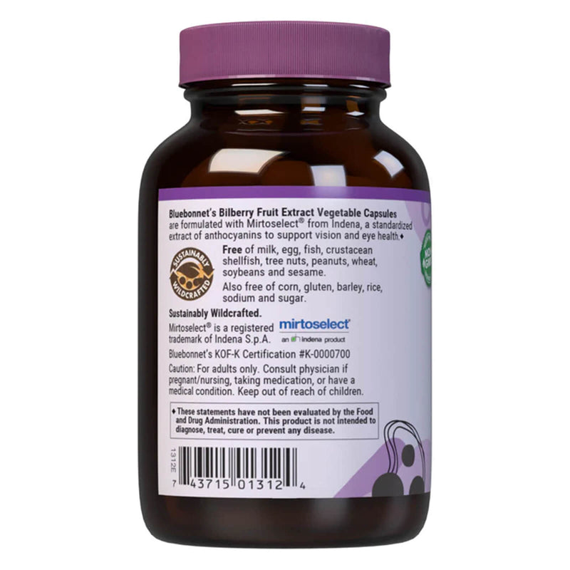 Bluebonnet Bilberry Fruit Extract 60 Vegetable Capsules