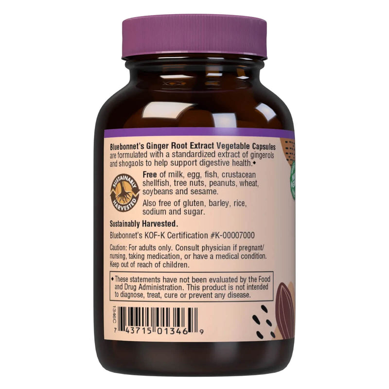 CLEARANCE! Bluebonnet Ginger Root Extract 60 Veg Capsules, BEST BY 02/2026 - DailyVita