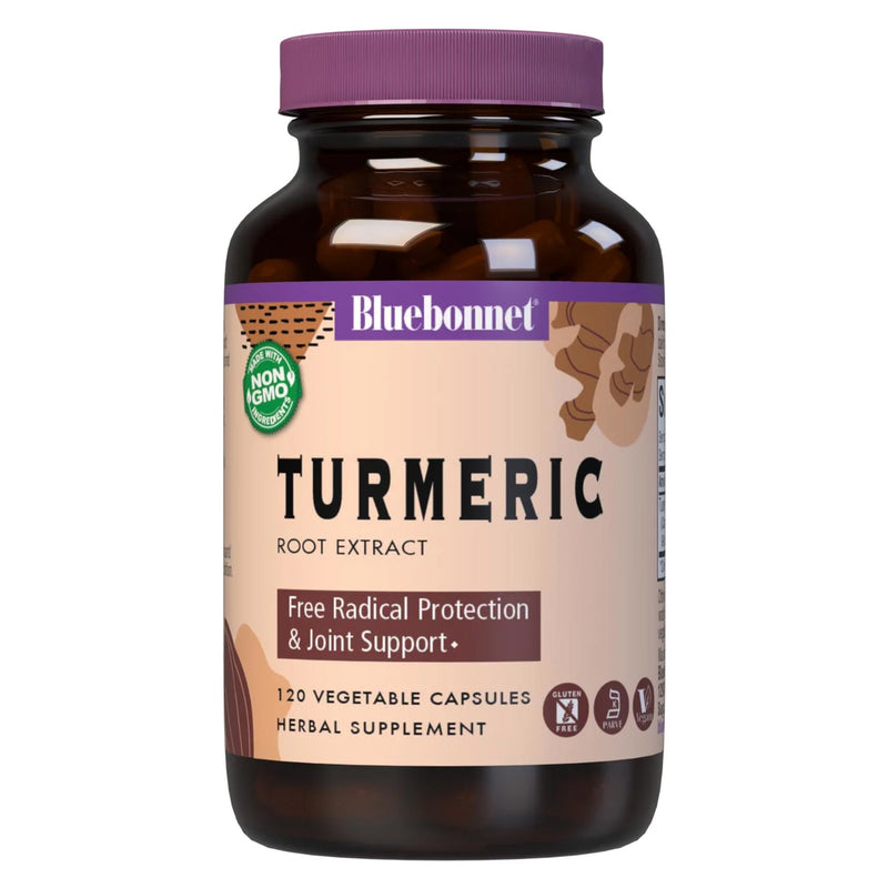 CLEARANCE! Bluebonnet Turmeric Root Extract 120 Veg Capsules, BEST BY 02/2025