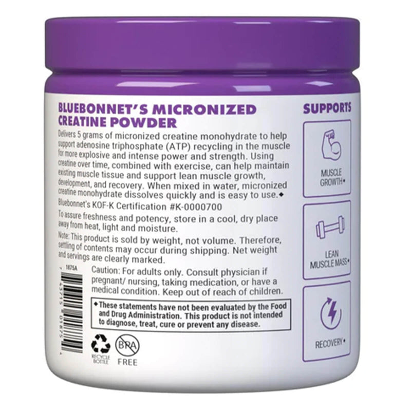 Bluebonnet Micronized Creatine Monohydrate 5g Unflavored 10.58 oz - 60 Servings